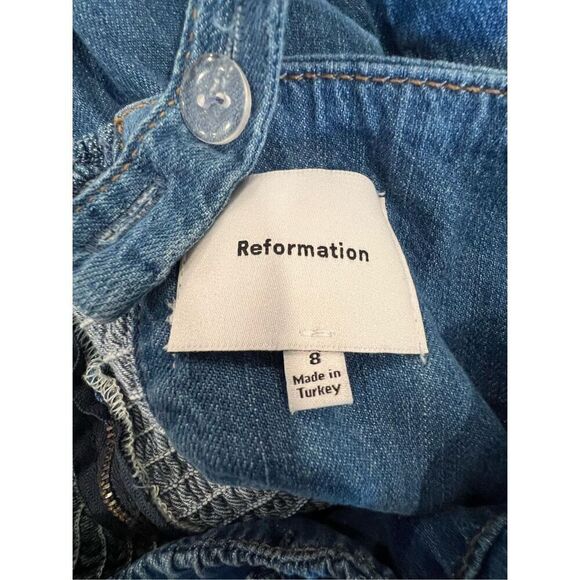 Reformation Women's Blue Pure Organic Cotton Balia Denim Midi Dress Size 8 - Picture 8 of 11